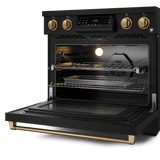 36 Inch Professional Electric Range With Tilt Panel Touch Control In Black/bronze  Gordon Ramsay Series