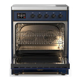 ILVE UMIB30NR3MBB Majestic III 30 inch Induction Range with 4 Elements, 4 cu. ft. Oven Capacity (Triple Glass Door, Midnight Blue, Burnished)