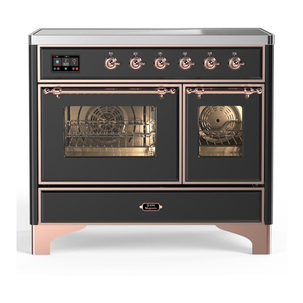 ILVE UMDIB40NR3MGP Majestic III 40 inch Induction Range with 6 Elements, 3.82 cu. ft. Total Oven Capacity (Triple Glass Door, Graphite Matte, Copper)