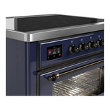 ILVE UMIB36NR3MBB Majestic III 36 inch Induction Range with 6 Elements, 3.5 cu. ft. Total Oven Capacity (Triple Glass Door, Midnight Blue, Burnished)