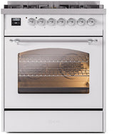 Nostalgie II 30 Inch Dual Fuel Liquid Propane Freestanding Range in White with Chrome Trim
