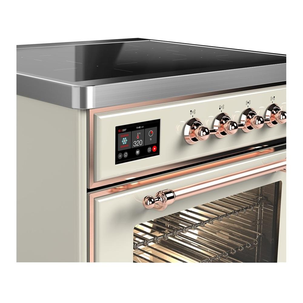 ILVE UMIB30NR3AWP Majestic III 30 inch Induction Range with 4 Elements, 4 cu. ft. Oven Capacity (Triple Glass Door, Antique White, Copper)