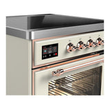 ILVE UMIB30NR3AWP Majestic III 30 inch Induction Range with 4 Elements, 4 cu. ft. Oven Capacity (Triple Glass Door, Antique White, Copper)