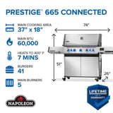 Prestige 665 Connected RSIB with Infrared Side and Rear Burner , Natural Gas, Stainless Steel