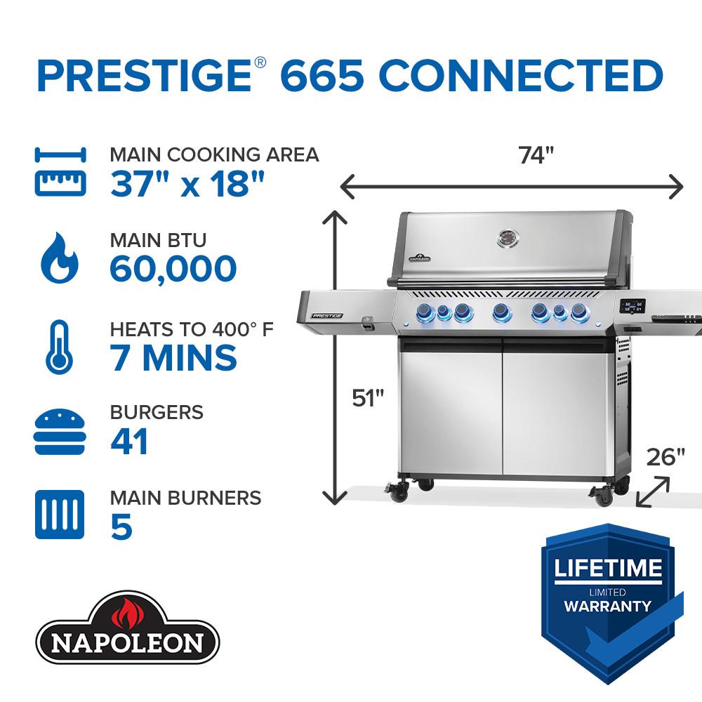 Prestige 665 Connected RSIB with Infrared Side and Rear Burner , Propane, Stainless Steel
