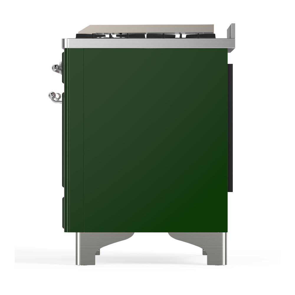 ILVE UM60FSNR3EGCLP Majestic III 60 inch Dual Fuel Range with 7 Burners, Griddle and French Top, Dual Function Burner with up to 25,000 BTU (Liquid Propane, Triple Glass Door, Emerald Green, Chrome)