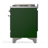 ILVE UM60FSNR3EGCLP Majestic III 60 inch Dual Fuel Range with 7 Burners, Griddle and French Top, Dual Function Burner with up to 25,000 BTU (Liquid Propane, Triple Glass Door, Emerald Green, Chrome)