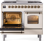 Nostalgie II 40 Inch Dual Fuel Liquid Propane Freestanding Range in Antique White with Bronze Trim