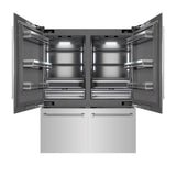 ZLINE 60 in. 32.2 cu. ft. French Door Built-In Bottom Freezer Refrigerator with Water Dispensers and Ice Makers in Stainless Steel with Graphite Gray Interior (GRBIV-304-60)