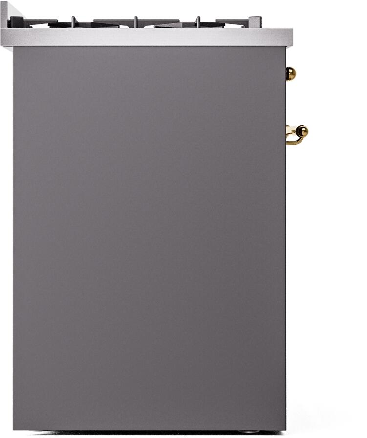 Nostalgie II 30 Inch Dual Fuel Natural Gas Freestanding Range in Matte Graphite with Brass Trim