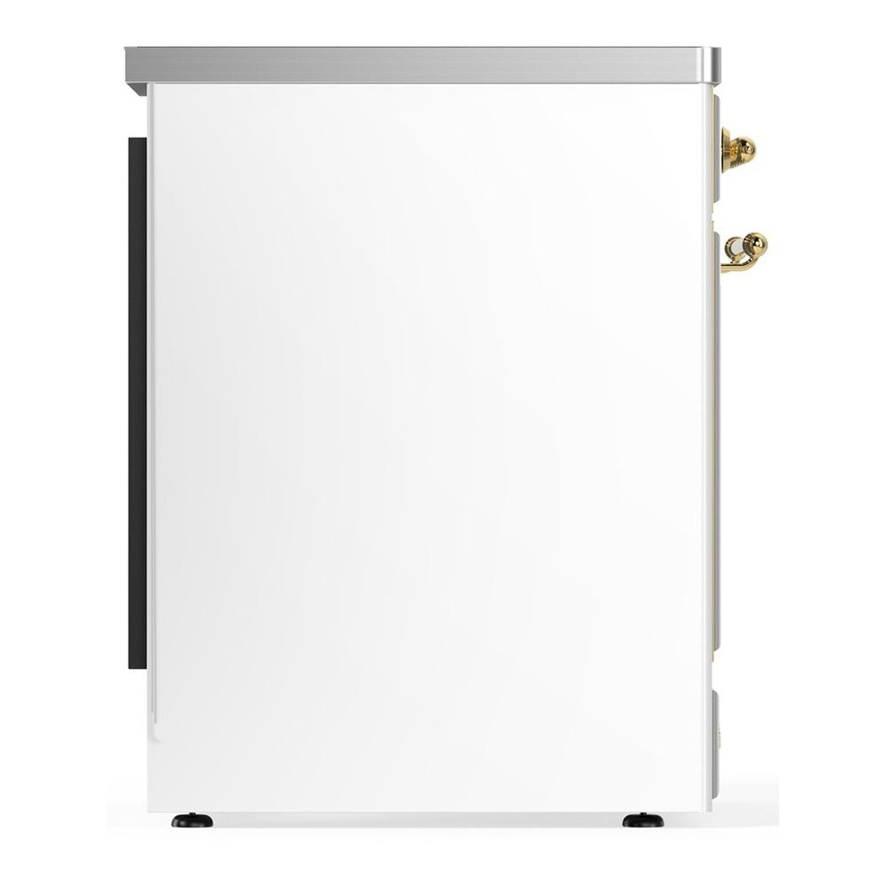 ILVE UMIB30QNR3WHG Majestic III 30 inch Induction Range with 4 Elements, 4 cu. ft. Oven Capacity (Solid Door, White, Brass)