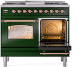 Nostalgie II 40 Inch Dual Fuel Natural Gas Freestanding Range in Emerald Green with Copper Trim