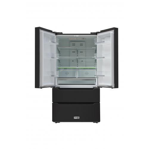 Thor Kitchen - 22.5 Cu. Ft. 4-door French Door Refrigerator With Recessed Handle In Black Stainless Steel, Counter Depth