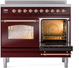 Nostalgie II 40 Inch Electric Freestanding Range in Burgundy with Copper Trim