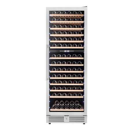 Avanti Refresh Dual-Zone Wine Cooler, 148 Bottle Capacity, Wood Accent Shelves, in Stainless Steel (WCF148DE3S-1)