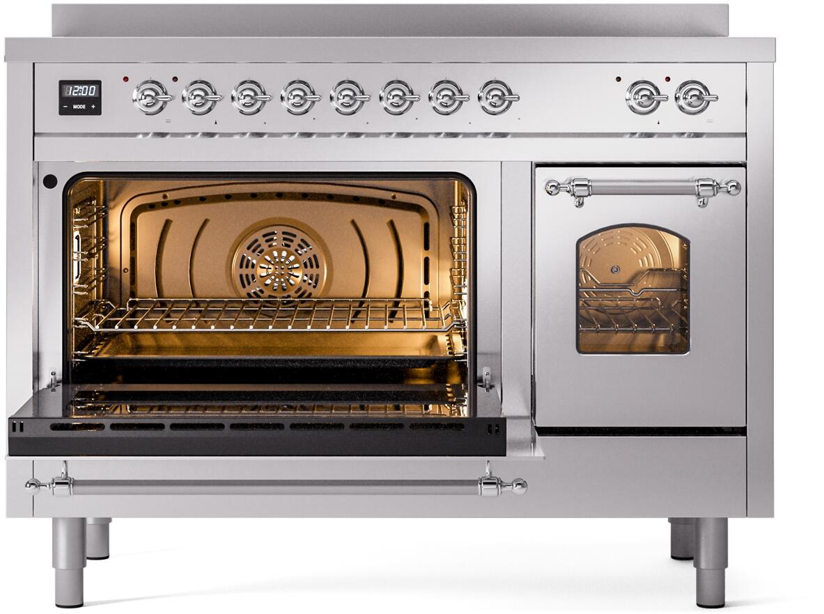 Nostalgie II 48 Inch Electric Freestanding Range in Stainless Steel with Chrome Trim
