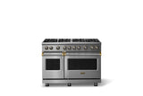 48"W. Sealed Burner Gas Range (Burner: 8b, Finish: Stainless Steel, Trim: Brushed Brass, Fuel: Natural Gas)