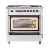 ILVE UN36FNMPRAB Nostalgie II Noblesse 36 inch Dual Fuel Range (Natural Gas, Triple Glass Door, RAL, Burnished)