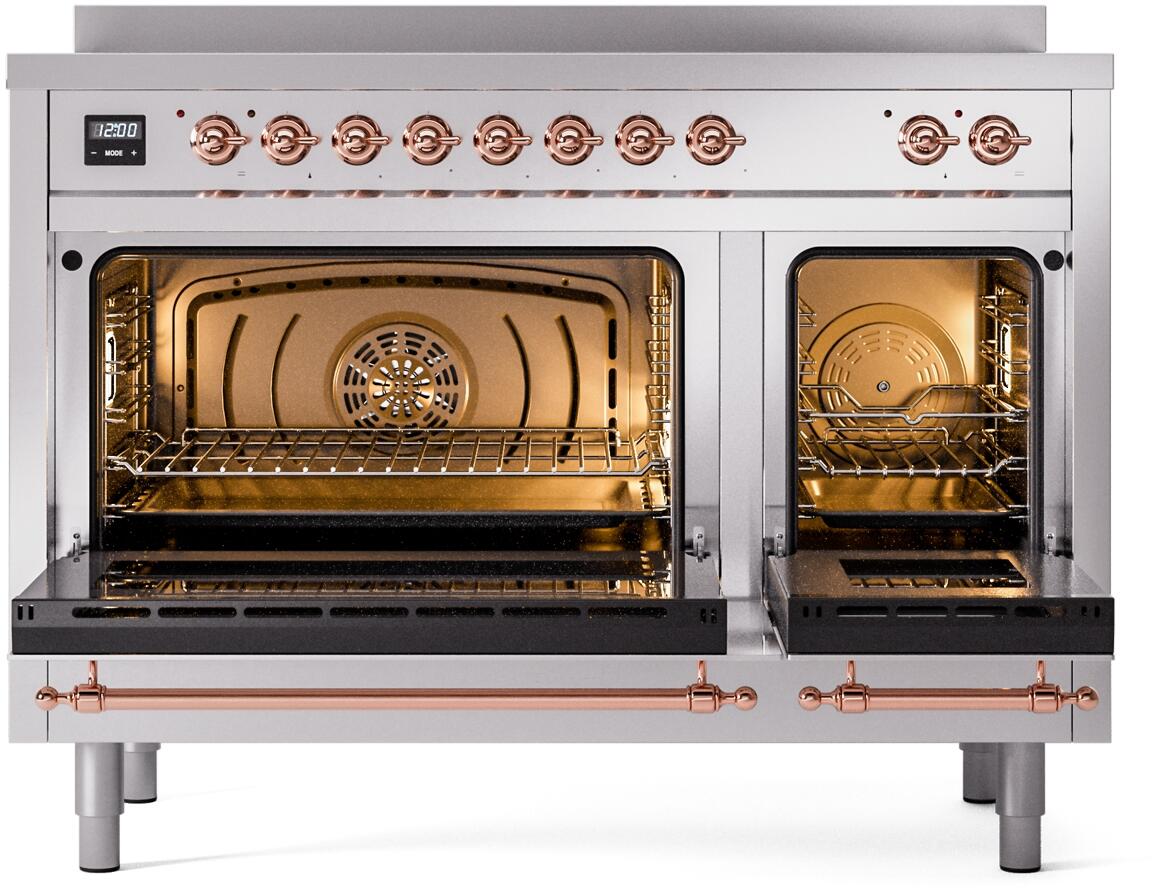 Nostalgie II 48 Inch Electric Freestanding Range in Stainless Steel with Copper Trim
