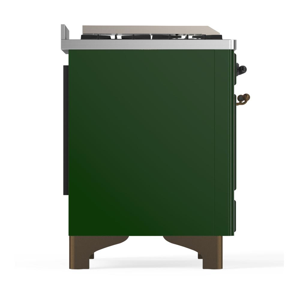 ILVE UM60FSQNR3EGB Majestic III 60 inch Dual Fuel Range with 7 Burners, Griddle and French Top, Dual Function Burner with up to 25,000 BTU (Natural Gas, Solid Door, Emerald Green, Burnished)