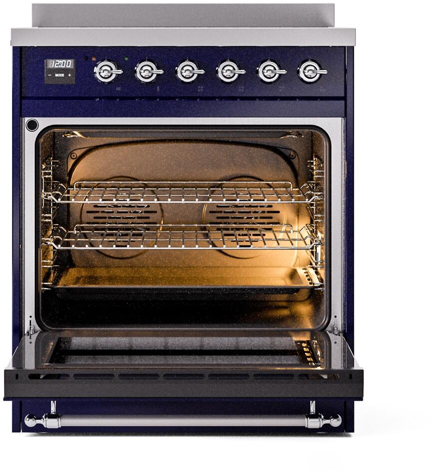 Nostalgie II 30 Inch Electric Freestanding Range in Blue with Chrome Trim