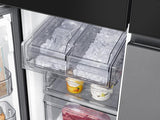 Bespoke 4-Door Flex™ Refrigerator (29 cu. ft.) with Family Hub™+ in Charcoal Glass Top and Stainless Steel Bottom Panels