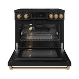 36 Inch Professional Induction Range With Tilt Panel Touch Control In Black and Bronze  Gordon Ramsay Series