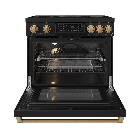 36 Inch Professional Induction Range With Tilt Panel Touch Control In Black and Bronze  Gordon Ramsay Series