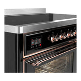 ILVE UMIB48NR3BKP Majestic III 48 inch Induction Range with 6 Elements, 5.02 cu. ft. Total Oven Capacity (Triple Glass Door, Glossy Black, Copper)