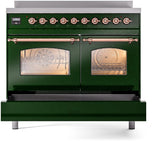 Nostalgie II 40 Inch Electric Freestanding Range in Emerald Green with Copper Trim