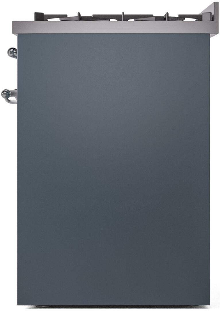 Nostalgie II 30 Inch Dual Fuel Liquid Propane Freestanding Range in Blue Grey with Chrome Trim