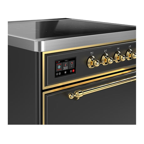 ILVE UMIB30QNR3MGG Majestic III 30 inch Induction Range with 4 Elements, 4 cu. ft. Oven Capacity (Solid Door, Graphite Matte, Brass)