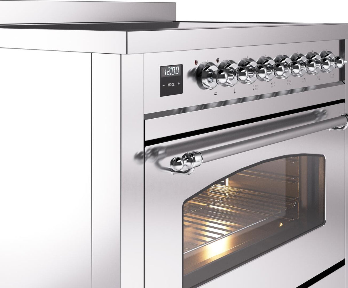 Nostalgie II 36 Inch Electric Freestanding Range in Stainless Steel with Chrome Trim