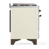 ILVE UM36FQNR3AWB Majestic III 36 inch Dual Fuel Range with 6 Black Brass Burners and Griddle, Dual Function Burner up to 25,000 BTU (Solid Door, Antique White, Burnished, Natural Gas)