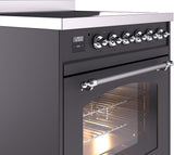 Nostalgie II 30 Inch Electric Freestanding Range in Matte Graphite with Chrome Trim