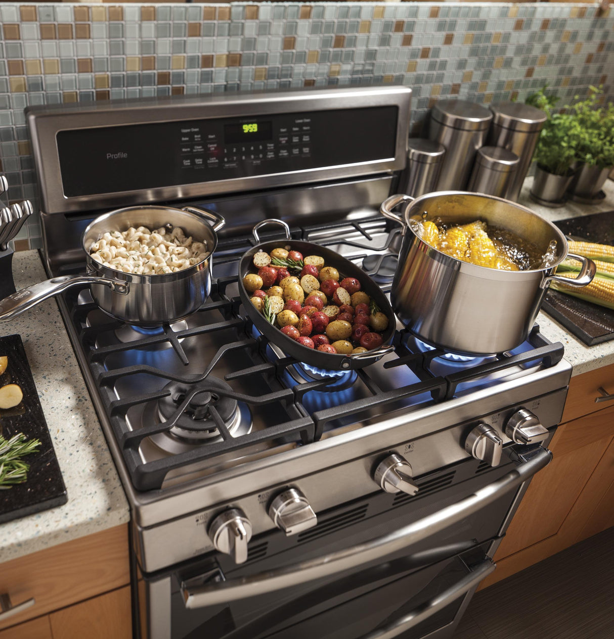 GE Profile™ Series 30" Free-Standing Gas Double Oven Convection Range