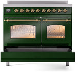 Nostalgie II 40 Inch Electric Freestanding Range in Emerald Green with Brass Trim