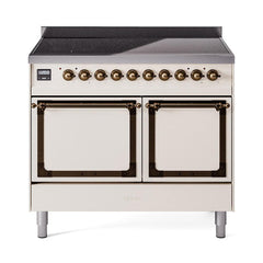 ILVE UNDI406QNMPAWB Nostalgie II Noblesse 40 inch Induction Range (Solid Door, Antique White, Burnished)