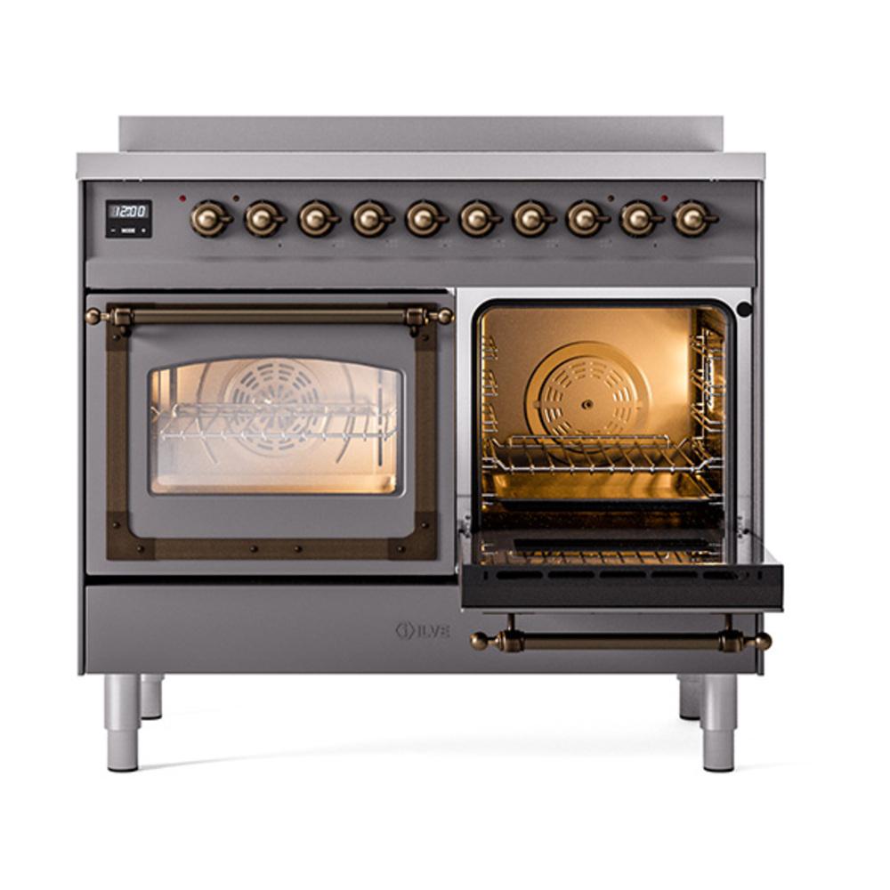 ILVE UNDI406NMPMGB Nostalgie II Noblesse 40 inch Induction Range (Triple Glass Door, Graphite Matte, Burnished)