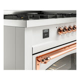 ILVE UN60FNMPWHP Nostalgie II Noblesse 60 inch Dual Fuel Range (9 Sealed Burners + Griddle, Natural Gas, Triple Glass Door, White, Copper)