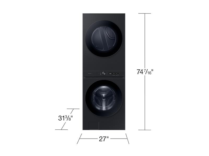 Bespoke AI Laundry Hub™ 4.6 cu. ft. Large Capacity Single Unit Washer with Flex Auto Dispense System and 7.6 cu. ft. Gas Dryer in Brushed Black