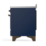 ILVE UMIB48NR3MBB Majestic III 48 inch Induction Range with 6 Elements, 5.02 cu. ft. Total Oven Capacity (Triple Glass Door, Midnight Blue, Burnished)