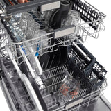 ZLINE Autograph Edition 24 in. Monument Series 3rd Rack Top Touch Control Tall Tub Dishwasher in Stainless Steel with Champagne Bronze Helix Handle, 45dBa (DWMTZ-30424-KCB)