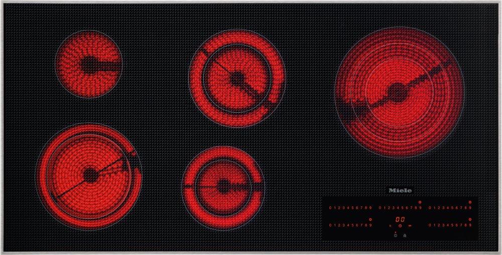 KM 5880 240V Stainless steel - 42-inch electric cooktop, operated with its own controls in maximum width for the best possible cooking and user convenience.