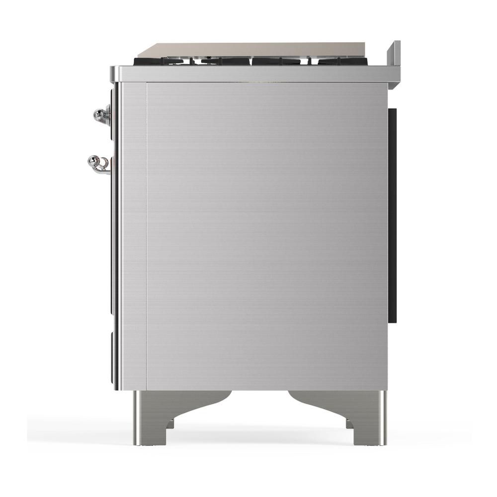 ILVE UM48FNR3SSCLP Majestic III 48 inch Dual Fuel Range with 8 Burners and Griddle, Dual Function Burner up to 25,000 BTU (Liquid Propane, Triple Glass Door, Stainless Steel, Chrome)