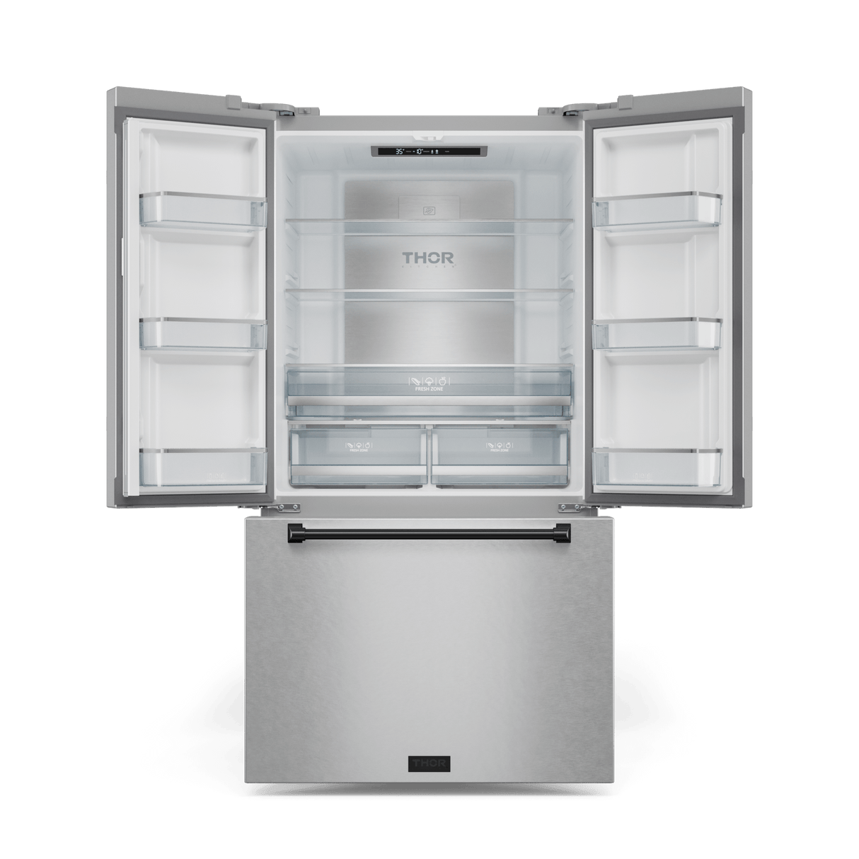 36 Inch 20.3 Cu Ft French Door Counter Depth Refrigerator With Ice Maker In Stainless Steel/black  Gordon Ramsay Series