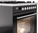 Professional Plus II 30 Inch Dual Fuel Natural Gas Freestanding Range in Glossy Black with Trim