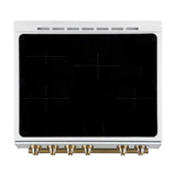 Forno Leonardo Espresso 30-Inch Slide-In White Induction Range, Convection Oven, 5 Cooking Zones, Touch Control Panel