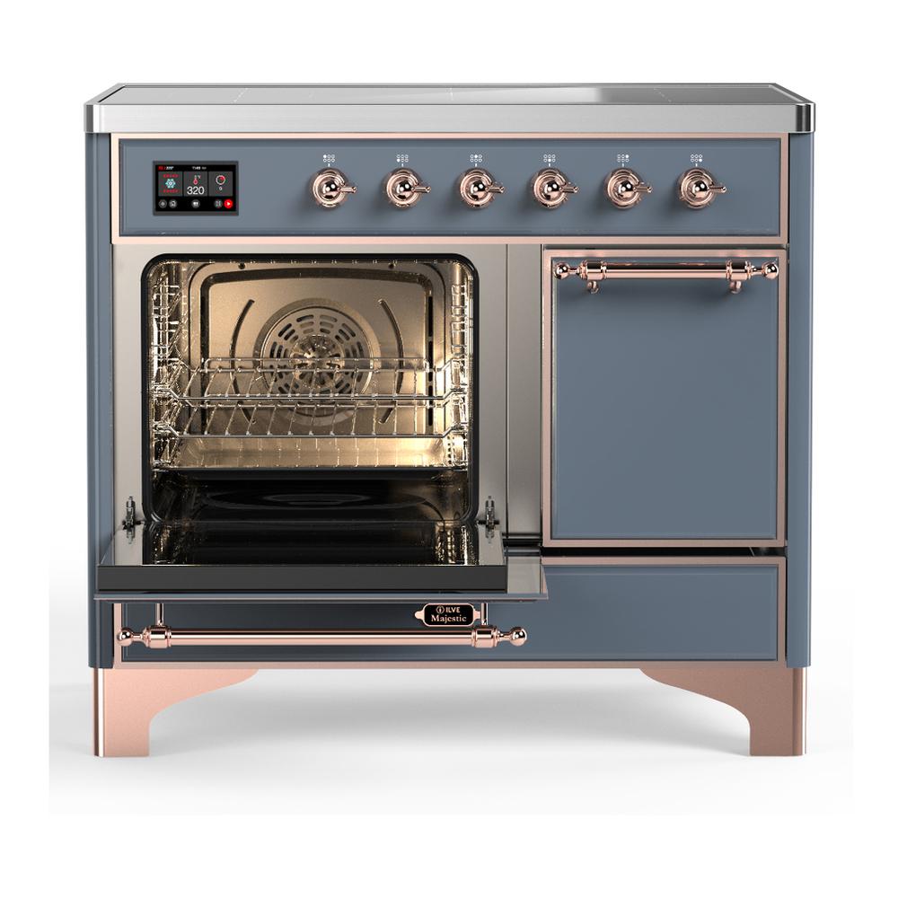 ILVE UMDIB40QNR3BGP Majestic III 40 inch Induction Range with 6 Elements, 3.82 cu. ft. Total Oven Capacity (Solid Door, Blue Grey, Copper)
