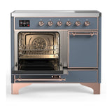 ILVE UMDIB40QNR3BGP Majestic III 40 inch Induction Range with 6 Elements, 3.82 cu. ft. Total Oven Capacity (Solid Door, Blue Grey, Copper)